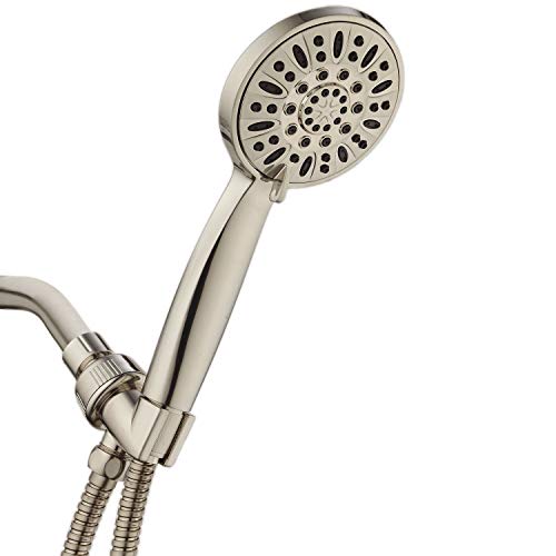 AquaDance High Pressure 6-Setting Full Brushed Nickel 4" Handheld Shower with Hose for the Ultimate Shower Experience! Officially Independently Tested to Meet Strict US Quality & Performance Standards - Image 1