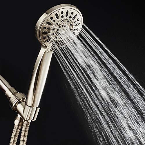 AquaDance High Pressure 6-Setting Full Brushed Nickel 4" Handheld Shower with Hose for the Ultimate Shower Experience! Officially Independently Tested to Meet Strict US Quality & Performance Standards - Image 2