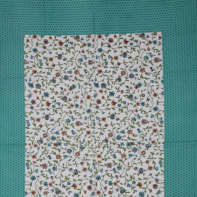 Doraya Queen Size Double Bed Sheet with Pillow Covers Pure Cotton Traditional Jaipuri Printed Bedcover Sea Green Queen - Image 2