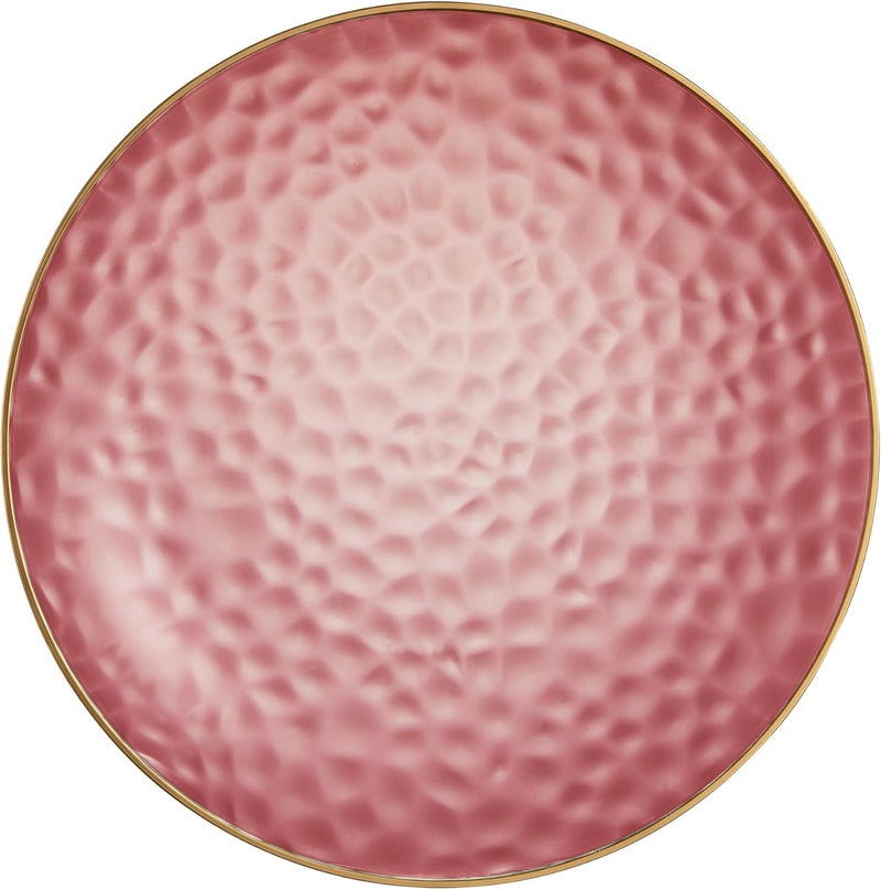 PLASTICPRO 30 Pack Hammered Plastic Plates Heavyweight Disposable Plastic Plates Elegant Clear Platsic Party Dishes (Hammered Pink With Gold Rim, 9'' INCH PLATES) - Image 5