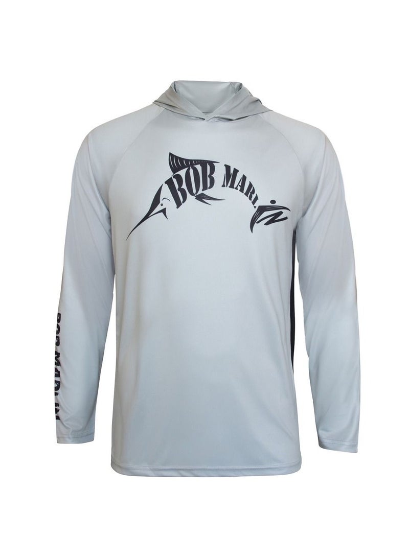 BOB MARLIN - Marlin Upf50 Long Sleeve Performance Hoody Bm Grey - Image 1