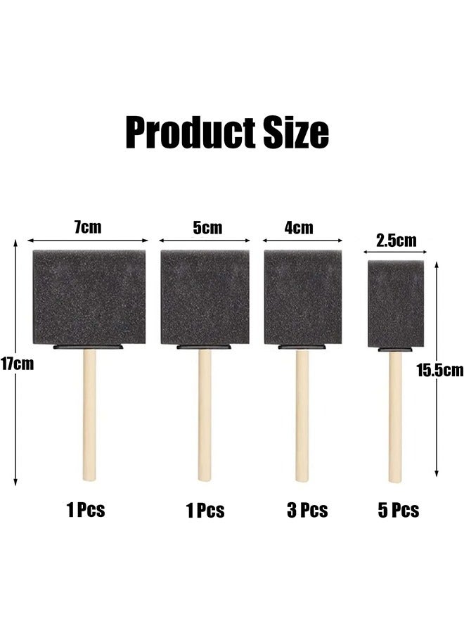 Foam Brush, 4 Pcs Foam Paint Brushes, 4 Sizes Sponge Paint Brush with Wooden Handle for Painting Acrylics, Stains, Varnishes, Crafts - Image 2