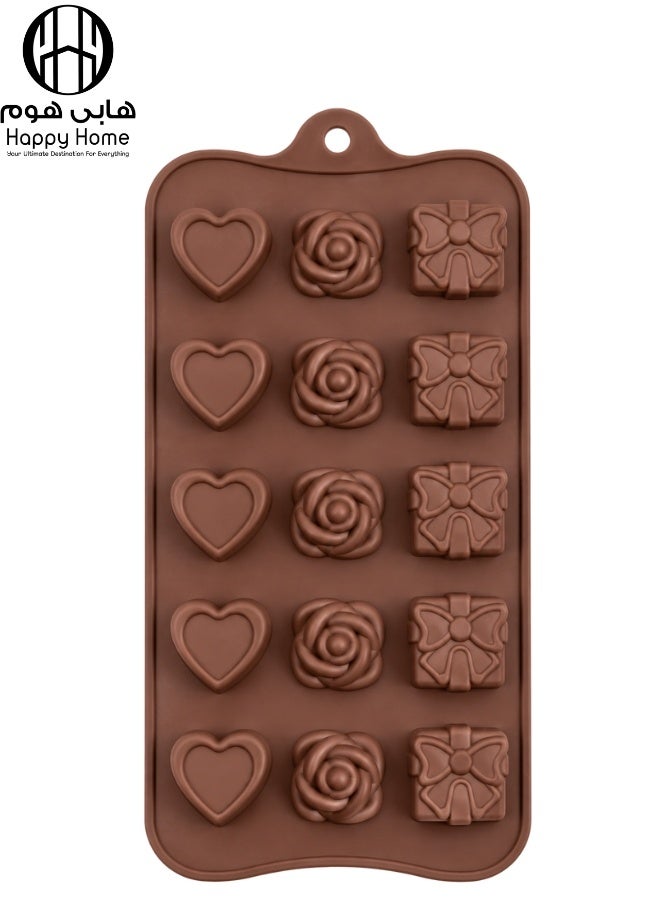 Happy Home 4-Piece Silicone Mold Set, 22 × 11 cm Each, with 73 Total Cavities, Flexible Reusable Molds for Chocolate, Candy, Jelly, Ice Cubes, Fudge, Frozen Yogurt, Individual Dessert Bites, Cake Decorations, Cupcake Toppers, Birthday Treats, Party Sweets and Homemade Desserts – Brown - Image 4