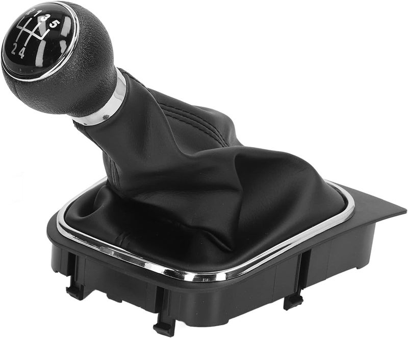 5 Speed Gear Shift Knob Manual Gearstick Gaiter Kit PU Leather, Automotive Body Parts, Durable Replacement - Ergonomic Design, Easy Installation, Comfortable Driving Experience (Black) - Image 4