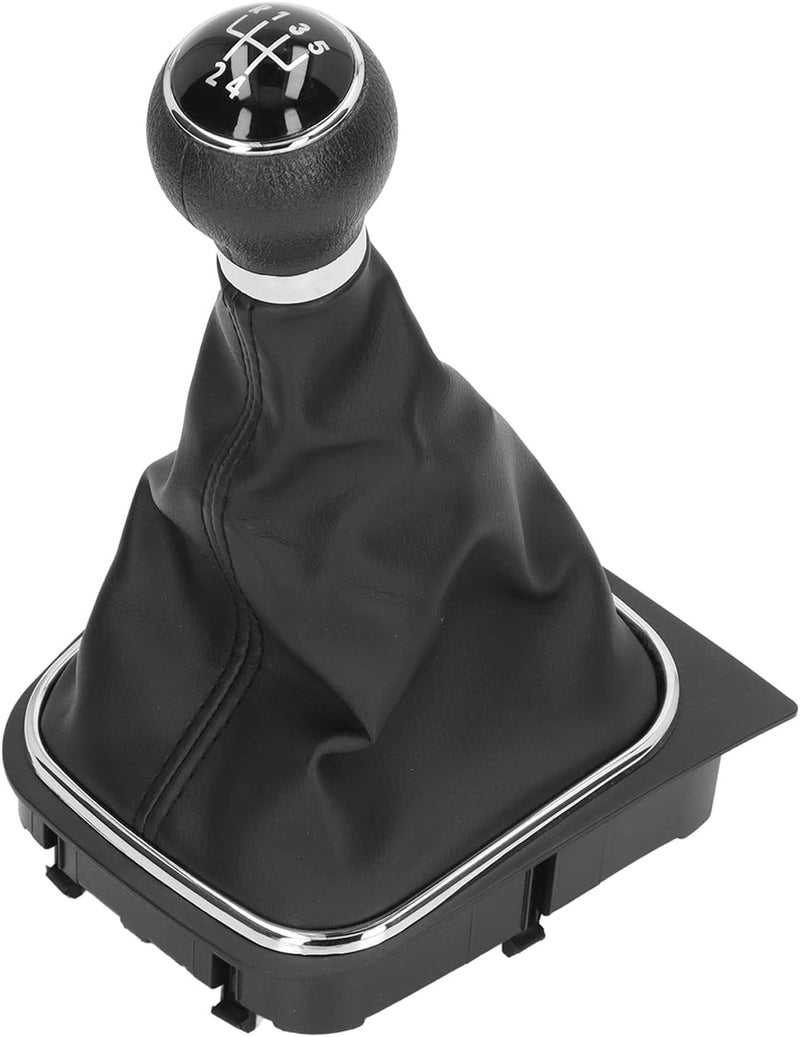 5 Speed Gear Shift Knob Manual Gearstick Gaiter Kit PU Leather, Automotive Body Parts, Durable Replacement - Ergonomic Design, Easy Installation, Comfortable Driving Experience (Black) - Image 1