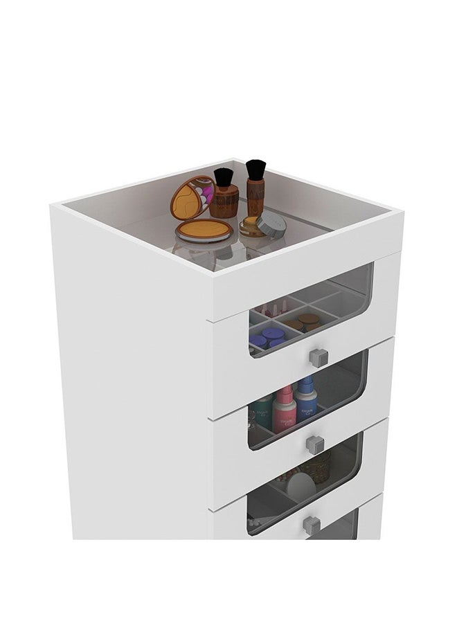 DANUBE HOME Eldon Make Up Storage Cabinet Durable Vanity Table |Dressing Table | Makeup Table | Desk With Storage Modern Design Bedroom Furniture L 45x45x84 Cm White - Image 5