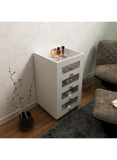 Eldon Make Up Storage Cabinet Durable Vanity Table |Dressing Table | Makeup Table | Desk With Storage Modern Design Bedroom Furniture L 45x45x84 Cm White