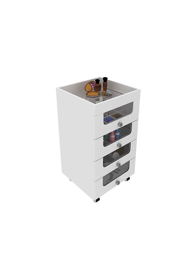 DANUBE HOME - Eldon Make Up Storage Cabinet Durable Vanity Table |Dressing Table | Makeup Table | Desk With Storage Modern Design Bedroom Furniture L 45x45x84 Cm White - Image 1