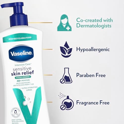 Vaseline Intensive Care Body Lotion 4 Pack Sensitive Skin Relief For Dry Skin With Colloidal Oatmeal and Ultra-Hydrating Lipids 20.3 oz - Image 4
