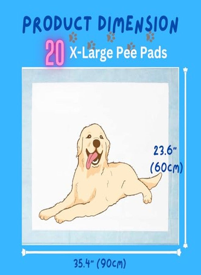 AMERIQUE Dog and Puppy Pet Pee Training Pads with Odor-Eliminating Leak-Proof Quick-Dry Design, Potty Training, Super Absorbency, X-Large Size, 35.4 x 23.6 Inches, Pack of 20, Blue & White - Image 2