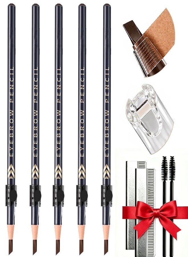 Guapa 5-Pack Pull String Eyebrow Pencil Set with Built-in String Puller, Precise Shaving Tool & Brow Brushes, Easy One-Finger Peel Design, Natural Long-Lasting Eyebrows (Set 1 - Brown) - Image 1