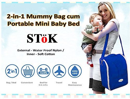 SToK Multipurpose Baby Travel Bag/Baby Bag/Baby Sleeping cot Bed/Diaper Bag/Luggage Bag/Briefcase (Blue) - Image 2