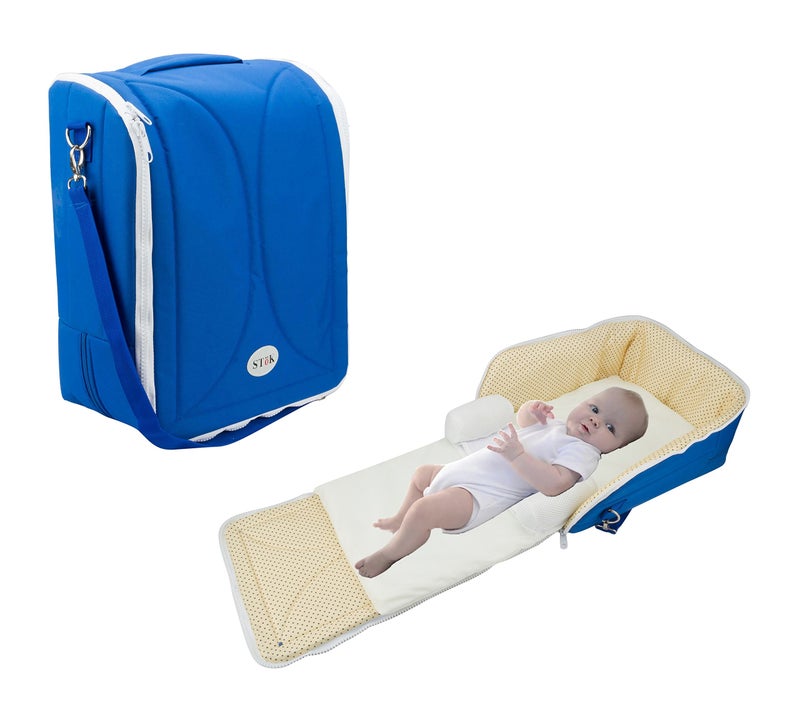SToK Multipurpose Baby Travel Bag/Baby Bag/Baby Sleeping cot Bed/Diaper Bag/Luggage Bag/Briefcase (Blue) - Image 1