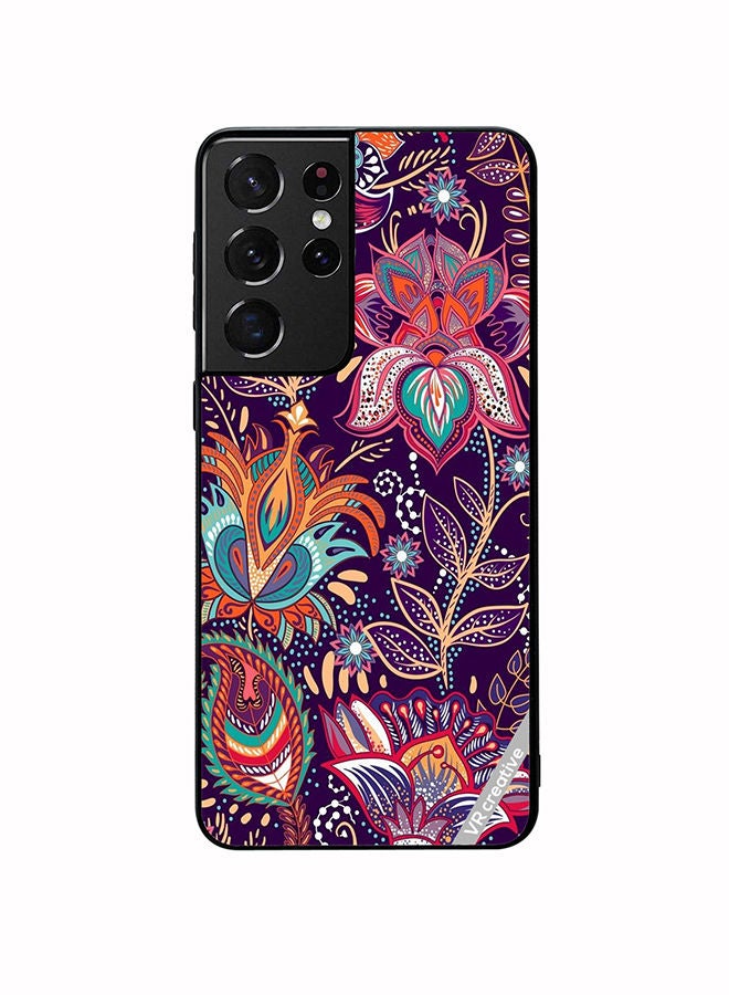 VR CREATIVE Protective Case Cover For Samsung Galaxy S21 Ultra 5G Flower Design Multicolour - Image 1