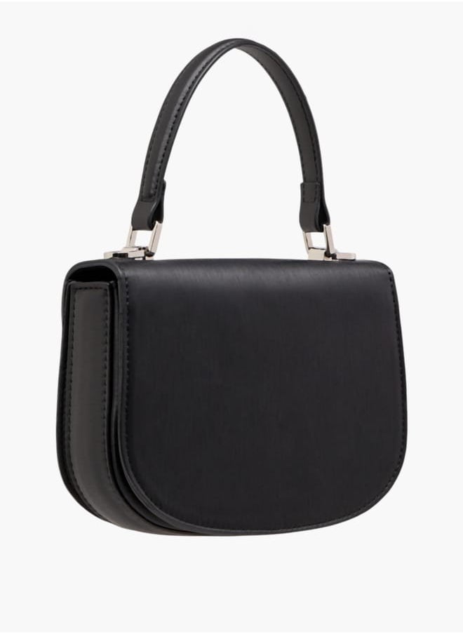 Flora Bella By Shoexpress Women Textured Satchel Bag with Button Closure and Adjustable Strap  - Image 4