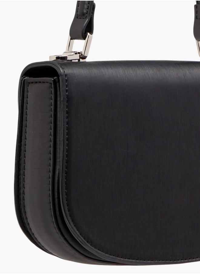 Flora Bella By Shoexpress Women Textured Satchel Bag with Button Closure and Adjustable Strap  - Image 5