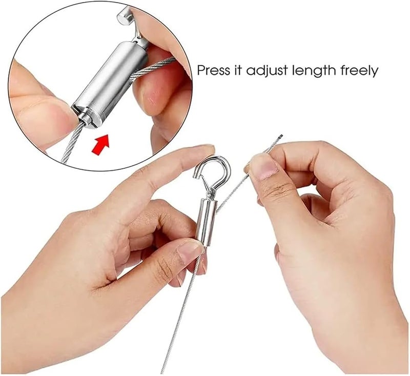 سلك حبل فولاذي مقاوم للصدأ لتعليق الصور مع ضابط 2.0 مم 1 متر 4 قطع - Image 5