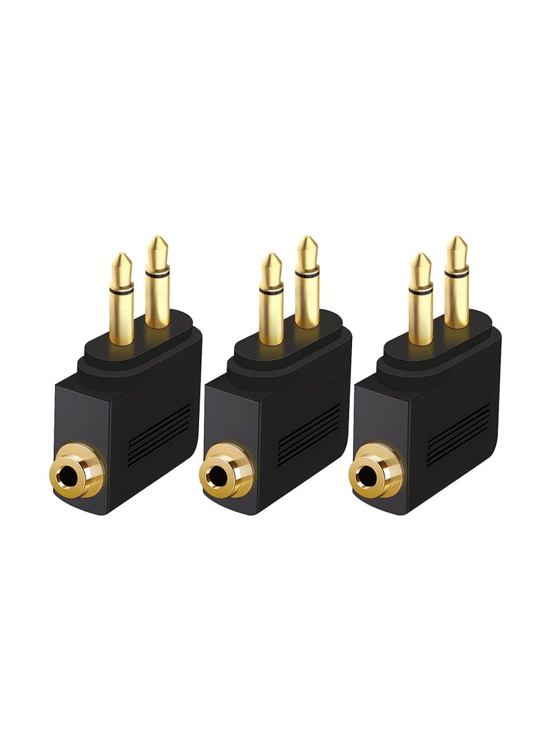 3 Pack Airplane Headphone Audio Adapter for Audio Jack to Plug Air Plane Flight Connector Dual Socket Earphone Dual 3.5mm Male to 3.5mm Female  - Image 1
