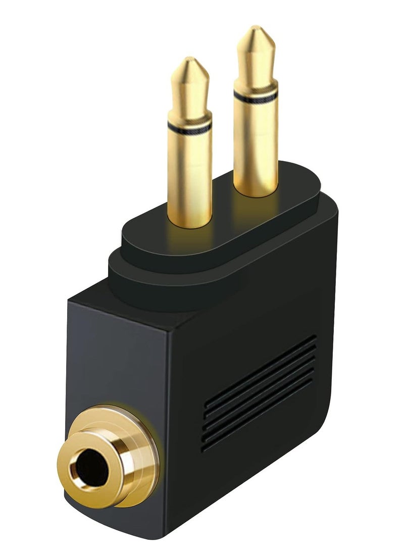 3 Pack Airplane Headphone Audio Adapter for Audio Jack to Plug Air Plane Flight Connector Dual Socket Earphone Dual 3.5mm Male to 3.5mm Female  - Image 2