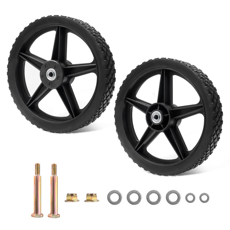 Parts Camp 16 Lawn Mower Wheels 16 x 175 Spoked Plastic Wheel and Tire For Garden cartPressure WasherGeneratorWheelbarrowTrolleyDolly WheelPush MowersHand truck tiresSet of 2 - Image 2