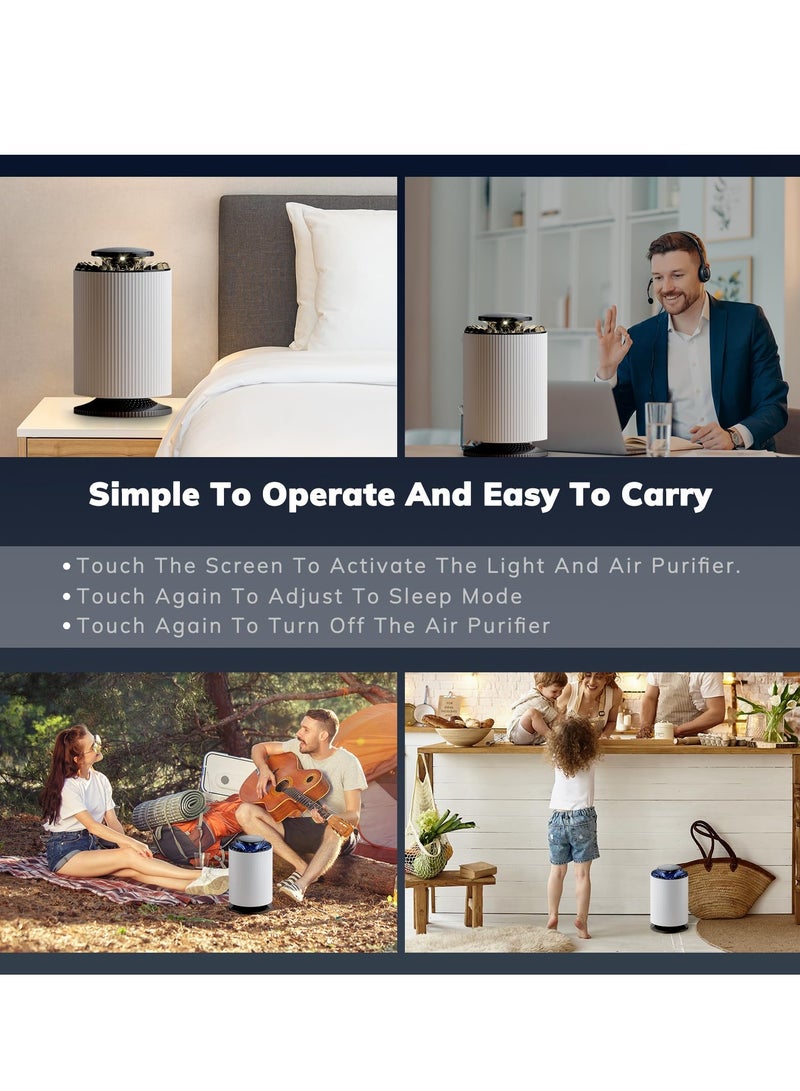 Mini Air Purifier Small Air Purifier for Home Bedroom with Light and Two Speeds Activated Carbon Hepa Air Purifiers for Filters Out Pollen Dust and Pet Allergies Ideal for Bedroom