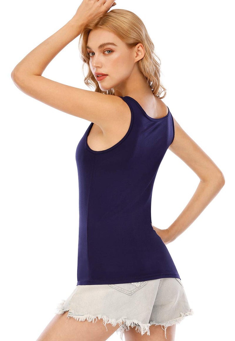 Orrpally Basic Tank Tops for Women Undershirts Tanks Top Lightweight Camis Tank Tops 4-Pack Black Gray Dark Blue Wine Red L - Image 4