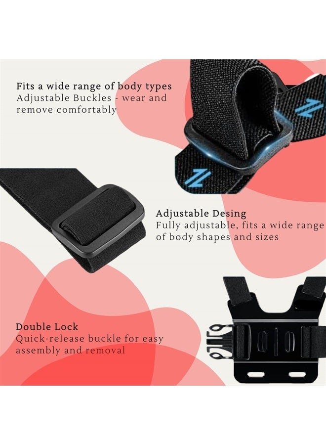 MiPremium Chest Mount Chesty Harness Strap for GoPro Hero 11 10 9 8 7 6 5 4 Session 3 2 Max Black Silver & AKASO EK7000 Sjcam Action Camera Adjustable Vest & Body Holder Accessories Kit & Aluminum Thumbscrew - Image 2