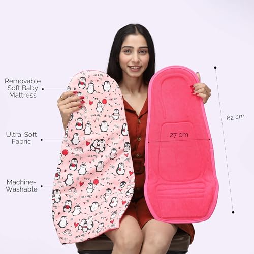 HOOPA 2-in-1 Infant Carrier for Newborn (0–4 Months) | Reclined Carrying & Breastfeeding Support | Strong Back Support | Indoor & Outdoor Use | Feeding Pillow | Nursing pad | New Bon Carrier | Cherry - Image 3
