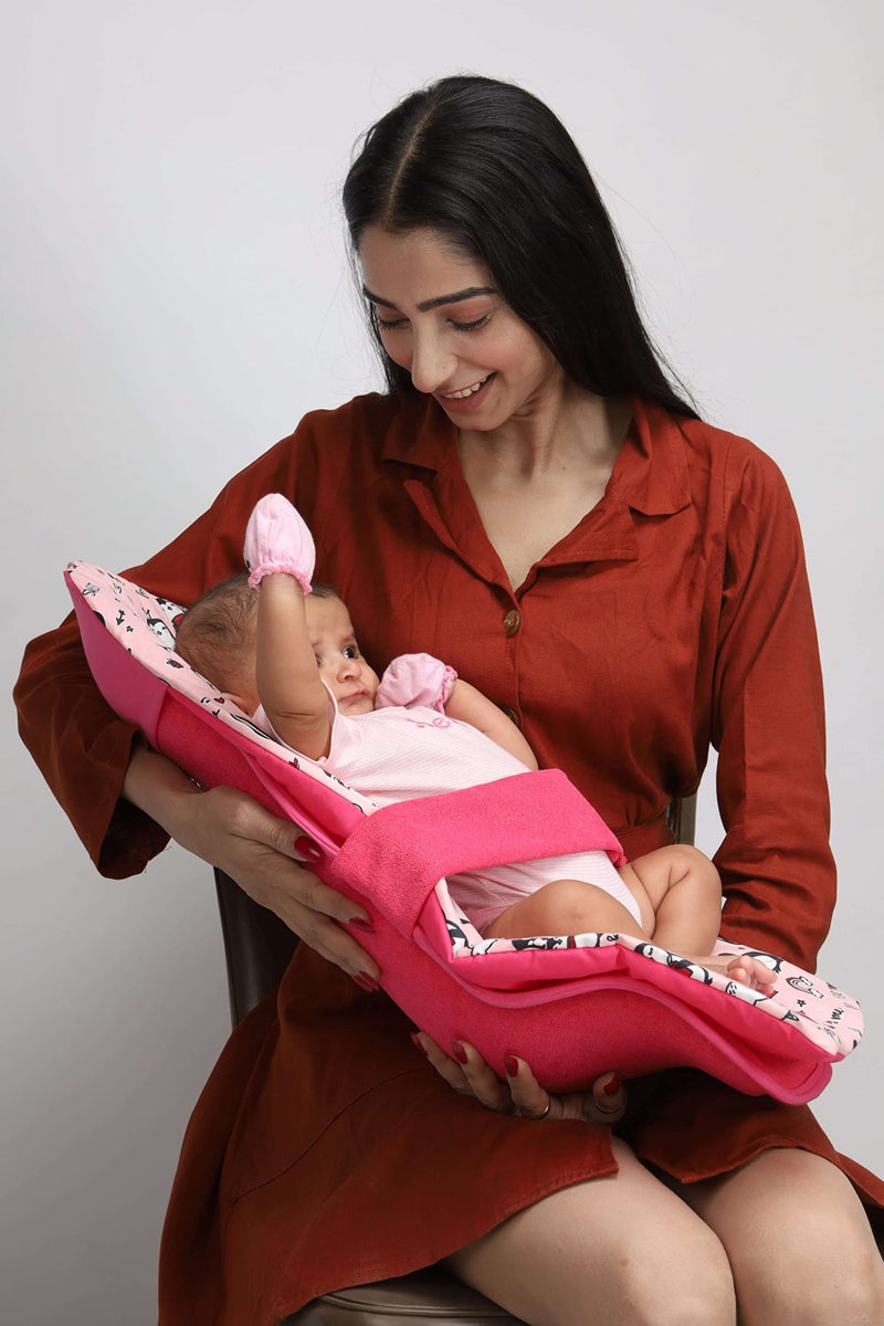 HOOPA 2-in-1 Infant Carrier for Newborn (0–4 Months) | Reclined Carrying & Breastfeeding Support | Strong Back Support | Indoor & Outdoor Use | Feeding Pillow | Nursing pad | New Bon Carrier | Cherry - Image 5