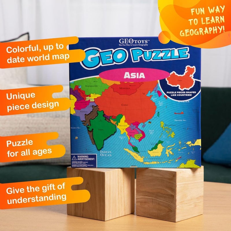 GeoToys GeoPuzzle Asia - 50 Piece Geography Jigsaw Puzzle for Kids Ages 4-9 - Image 3
