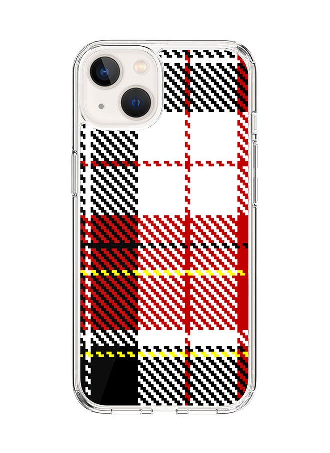 Stylizedd Classic Clear Case for Apple iPhone 14 Hybrid Soft Case Flexible Edges Anti Drop TPU PC Gel Thin Transparent Cover [ Designed for Apple iPhone 14 ] - English Flannel Full Print  - Image 1