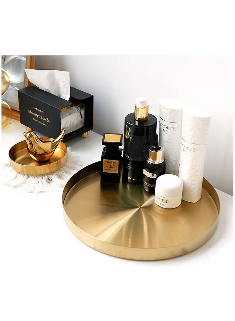 Beauenty 3 Pack Metal Tray, Metal Organizer Organizer Tray, Cutlery Tray, for Bathroom Vanity Countertops, Closets, Dressers Cosmetic Jewelry (30CMx30CM+20CMx20CM+12.5CMx12.5CM) - Image 4