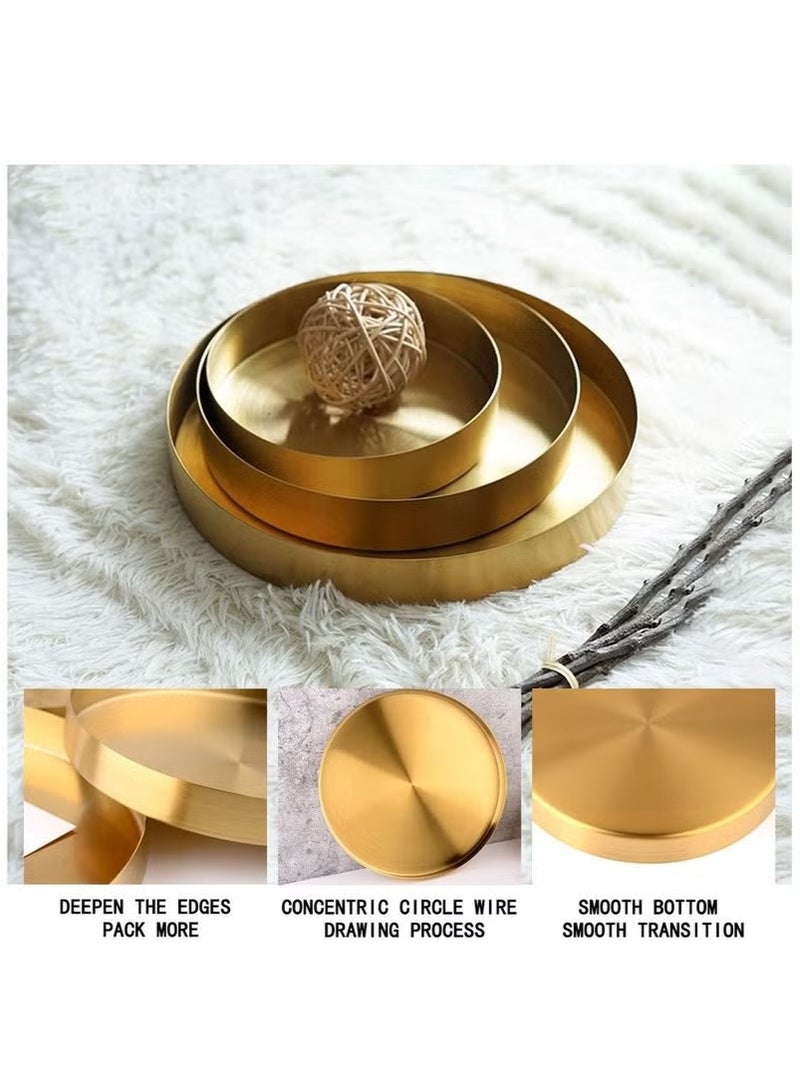 Beauenty 3 Pack Metal Tray, Metal Organizer Organizer Tray, Cutlery Tray, for Bathroom Vanity Countertops, Closets, Dressers Cosmetic Jewelry (30CMx30CM+20CMx20CM+12.5CMx12.5CM) - Image 3