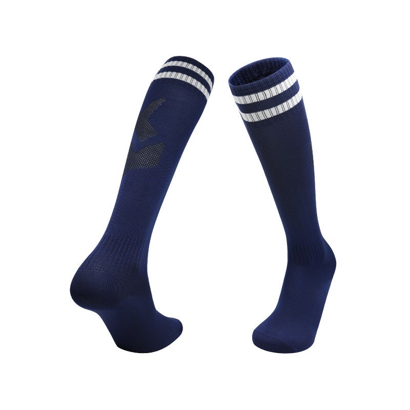 Adult Thin Striped Football Socks High Tube Sports Royal blue 