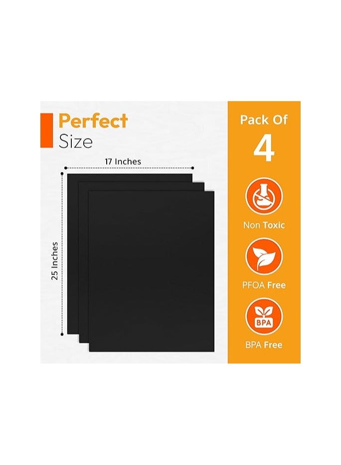 Oven Liners for Bottom of Electric Gas Oven Reusable - 4 Pack Large Heavy Duty Nonstick teflon Oven Mat 17x 25- Oven Floor Protector Liner easy to clean-reduce spills stuck foods and clean up - Image 2