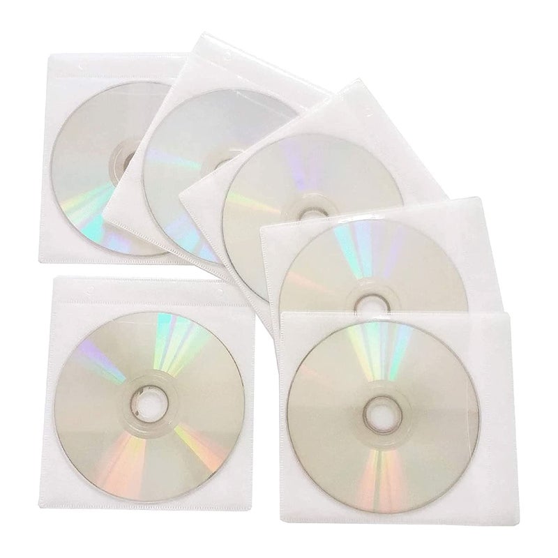 Shining Zon CD DVD Case Cover Organizer Records Soft Non-Woven Material Double-Sided Refill Plastic Storage Binders Disc Case (White) (Pack of 100) - Image 3
