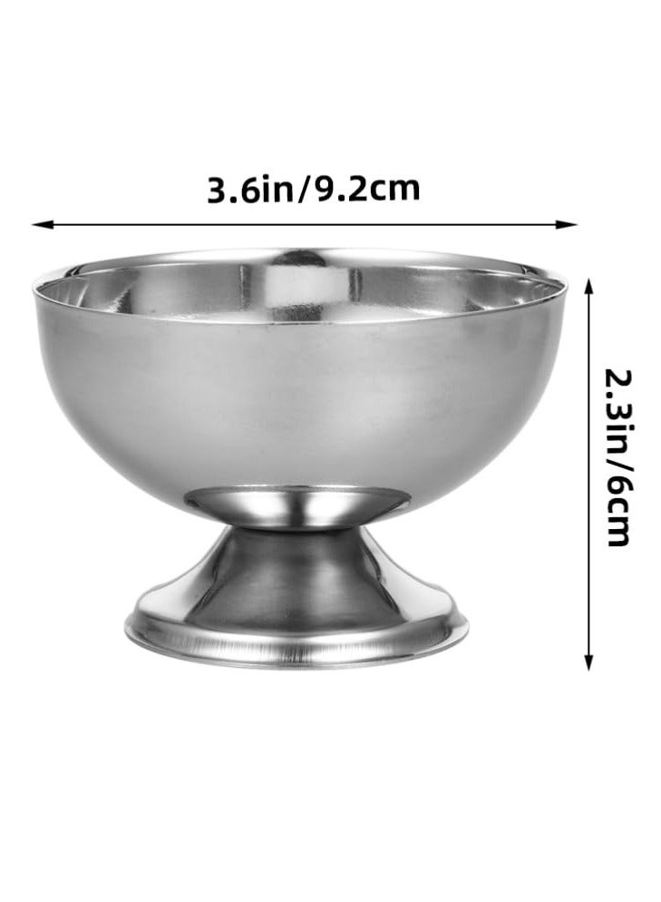 Hoasis 2PCS Stainless Steel Ice Cream Bowl, Metal ice Cream Cups, Reusable Salad Cup, Dessert Bowls Round Footed Fruit Cups, for Dessert, Sundae, Snack, Parfait, Pudding, 9.2X9.2X6CM - Image 2