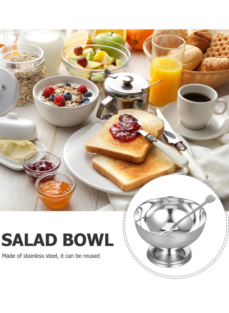 Hoasis 2PCS Stainless Steel Ice Cream Bowl, Metal ice Cream Cups, Reusable Salad Cup, Dessert Bowls Round Footed Fruit Cups, for Dessert, Sundae, Snack, Parfait, Pudding, 9.2X9.2X6CM - Image 3