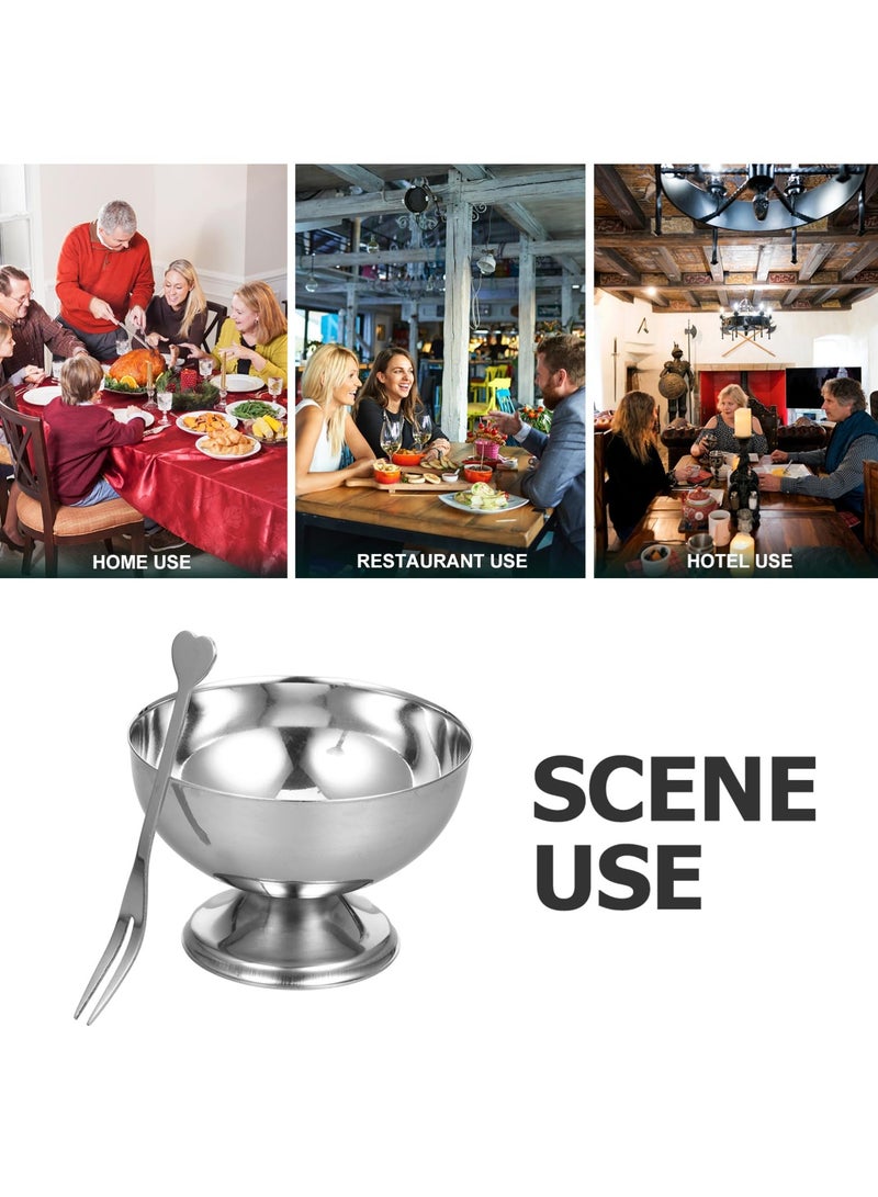 Hoasis 2PCS Stainless Steel Ice Cream Bowl, Metal ice Cream Cups, Reusable Salad Cup, Dessert Bowls Round Footed Fruit Cups, for Dessert, Sundae, Snack, Parfait, Pudding, 9.2X9.2X6CM - Image 4