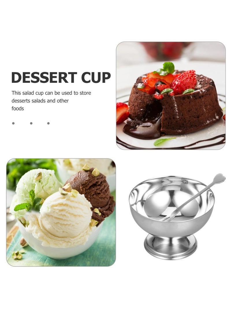 Hoasis 2PCS Stainless Steel Ice Cream Bowl, Metal ice Cream Cups, Reusable Salad Cup, Dessert Bowls Round Footed Fruit Cups, for Dessert, Sundae, Snack, Parfait, Pudding, 9.2X9.2X6CM - Image 5