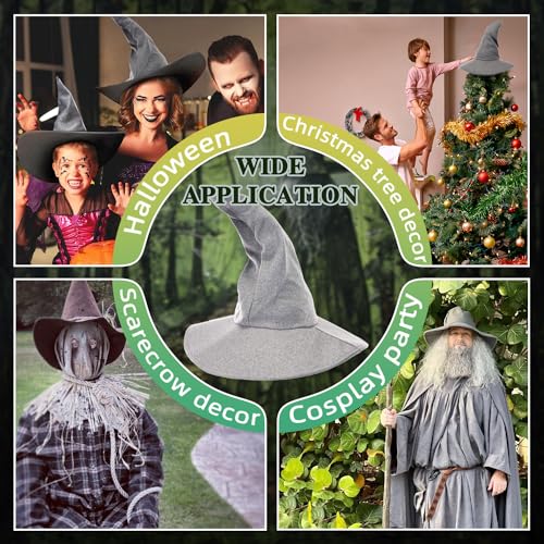 gagift world Wizard Hat, 18IN Large Witch Hat for Witch Costume, Funny Cosplay Accessories for Halloween Costume (Gray) - Image 5