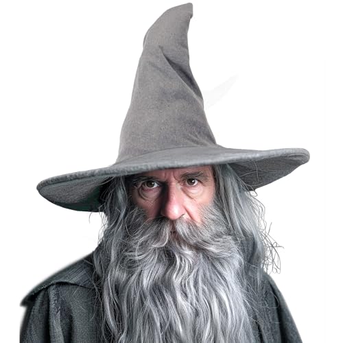 gagift world Wizard Hat, 18IN Large Witch Hat for Witch Costume, Funny Cosplay Accessories for Halloween Costume (Gray) - Image 1