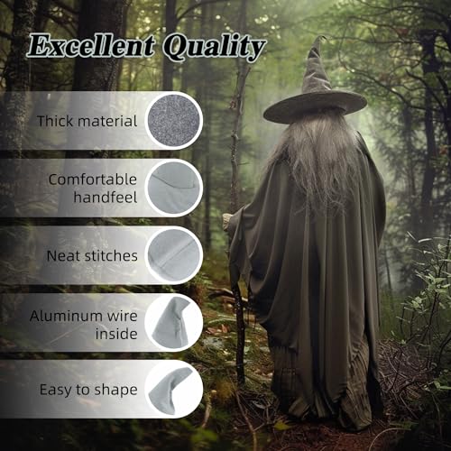 gagift world Wizard Hat, 18IN Large Witch Hat for Witch Costume, Funny Cosplay Accessories for Halloween Costume (Gray) - Image 3