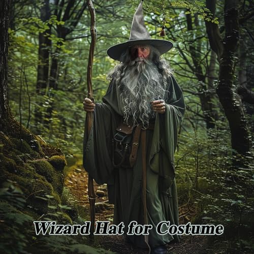 gagift world Wizard Hat, 18IN Large Witch Hat for Witch Costume, Funny Cosplay Accessories for Halloween Costume (Gray) - Image 2