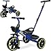 KRIDDO 2in1 Toddler Tricycle for Ages 18 Months to 5 Years Old Extended Push Handle for Effortless Push Gift Trike for Toddler 3 to 5 Year Kids Tricycle with Foldable Front Footrest Blue - Image 3