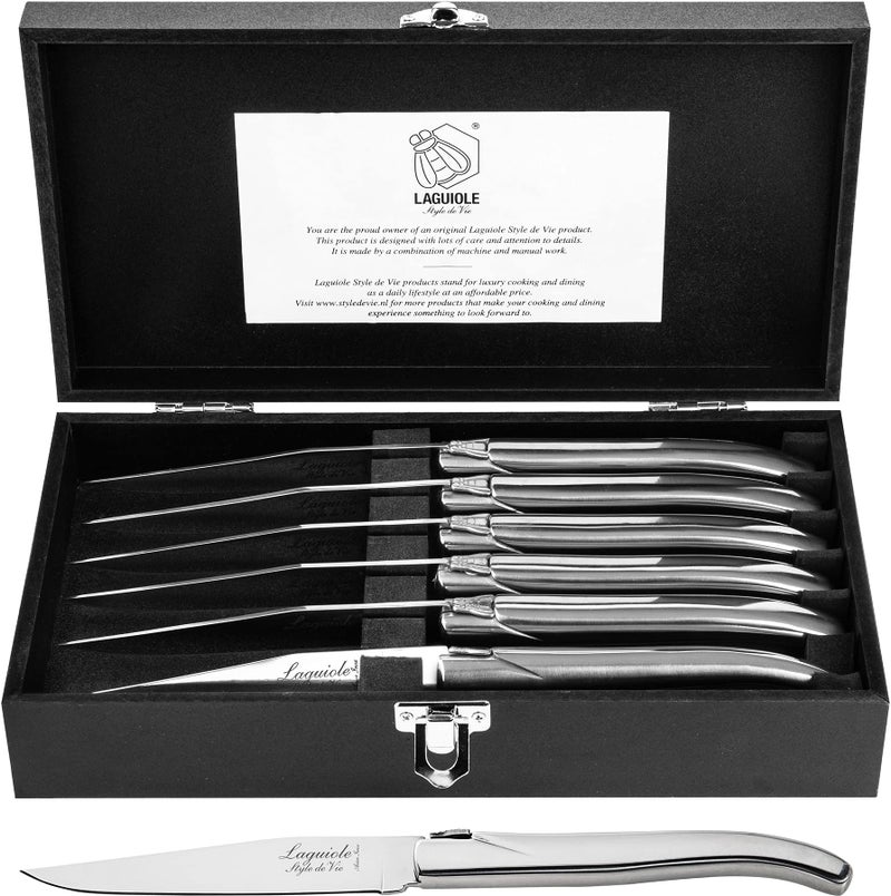 Laguiole Style de Vie Steak Knives Luxury Line 6 pieces Fully Stainless Steel in giftbox
