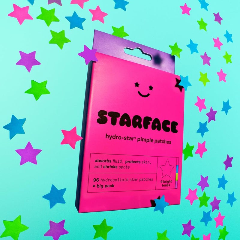 Starface World حزمة حفلات ستارفيس BIG PACK هيدرو-ستارز، لاصقات حب الشباب الهيدروكولودية الملونة، تمتص السوائل وتقلل الاحمرار، شكل نجمة لطيف (96 قطعة) - Image 3
