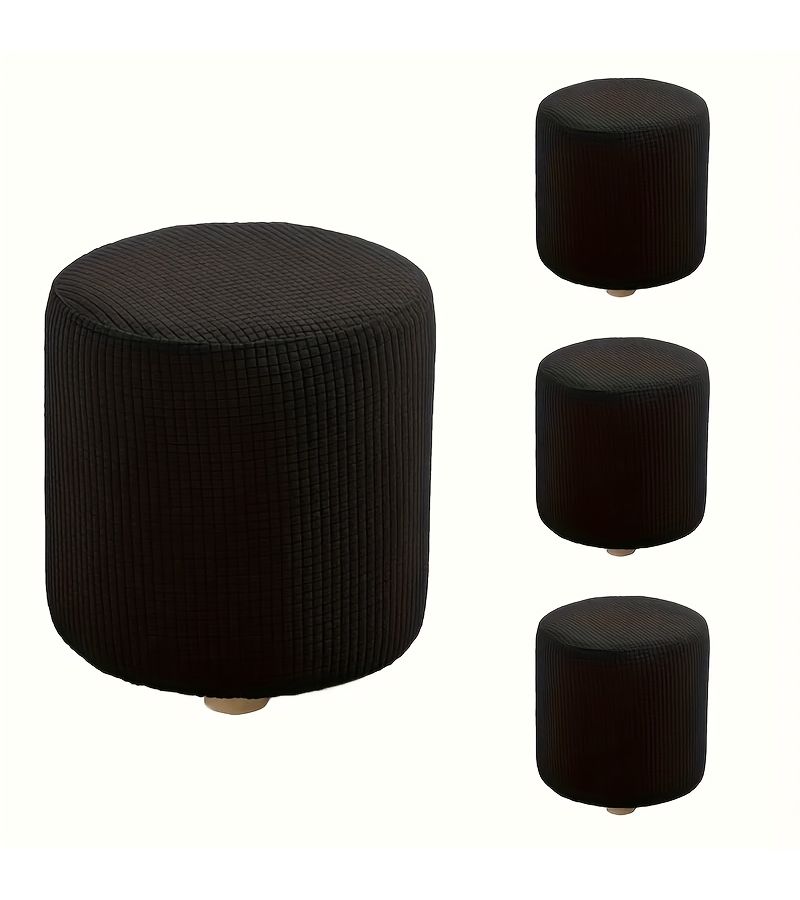 Black Elastic Round Stool Cover Outdoor Protector With Elastic Bottom Machine Washable - Image 1
