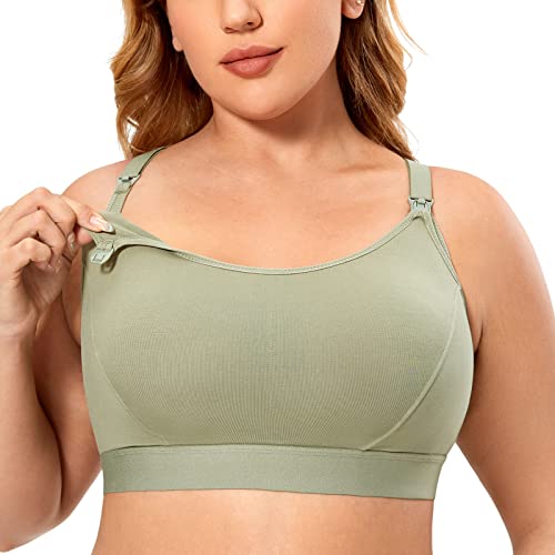 Gratlin Women's Plus Size Nursing Bra Sports Maternity Support Cotton Breastfeeding Bras Grey Olive Medium - Image 1