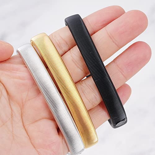 SUMERSHA 6 Pieces Shirt Sleeve Holders Stretchy Metal Armbands Anti-Slip Sleeve Garters for Men and Women, Black Gold Silver - Image 3